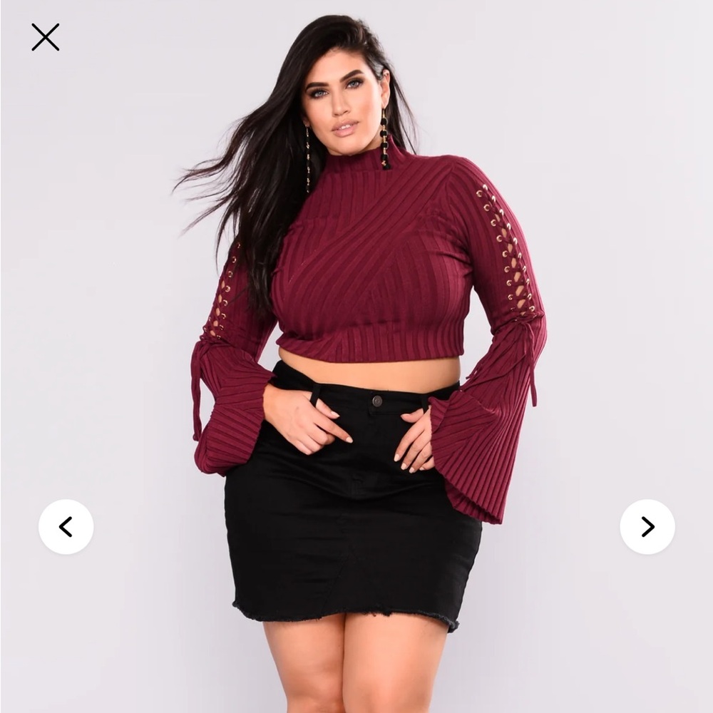 Fashion Nova Burgundy Sweater Crop Top - Picture 4 of 6